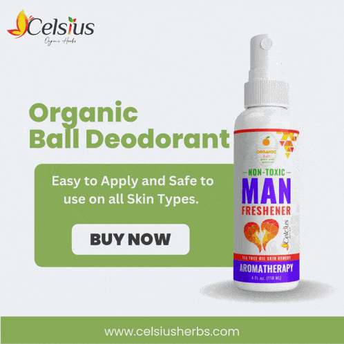 a bottle of organic ball deodorant that is non-toxic and safe to use on all skin types