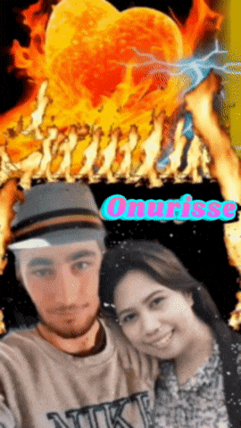 a man and a woman are posing for a picture with the name onurisse written on the bottom