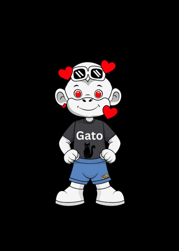 a cartoon character wearing a shirt that says gato on it