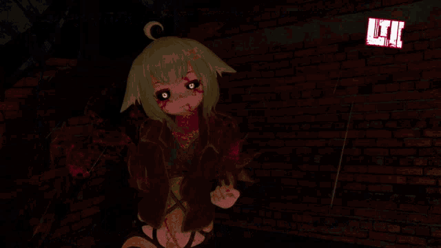 a picture of a girl with blood on her face and the words kill