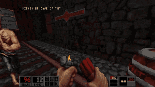 a screenshot of a video game that says picked up case of tnt on the bottom