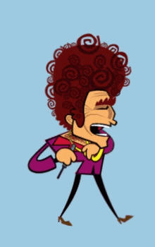a cartoon of a man with an afro and a cane laughing