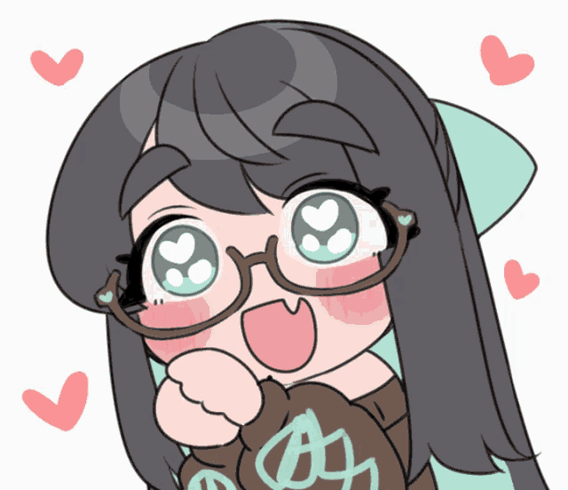 a drawing of a girl wearing glasses and a brown sweater