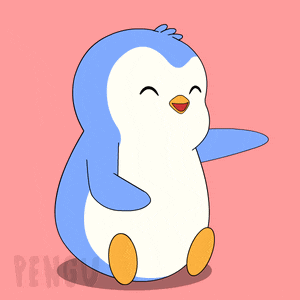 a blue and white penguin on a pink background