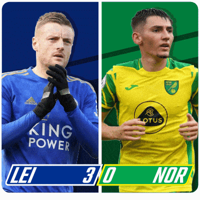 two soccer players one wearing a blue king power shirt and the other wearing a yellow lotus shirt