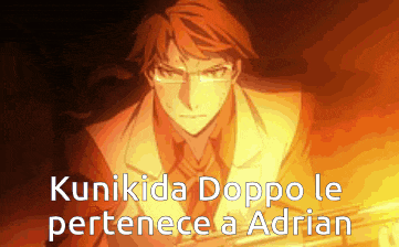 a picture of a man with the words kunikida doppo le pertenece a adrian above him