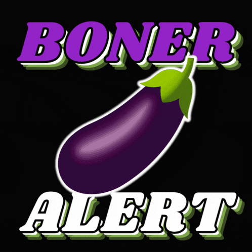 a poster with a purple eggplant and the words " boner alert "