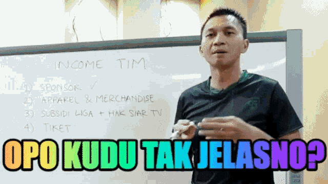 a man stands in front of a whiteboard with the words " income tim " on it