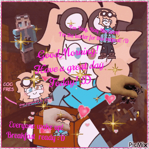 a picture of a cartoon character with the words good morning have a great day today