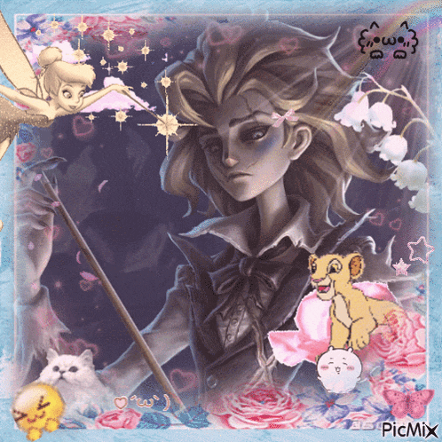 a picture of tinkerbell and the lion king with the words picmix on the bottom right
