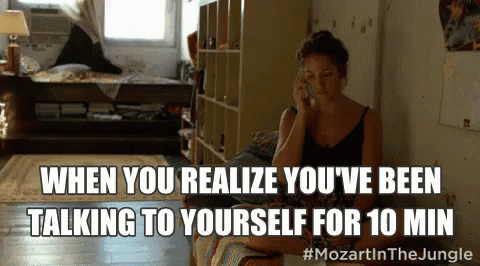 Hello? GIF - Mozart In The Jungle On The Phone Talking To Yourself GIFs