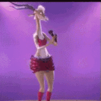 a cartoon character is singing into a microphone on a stage .