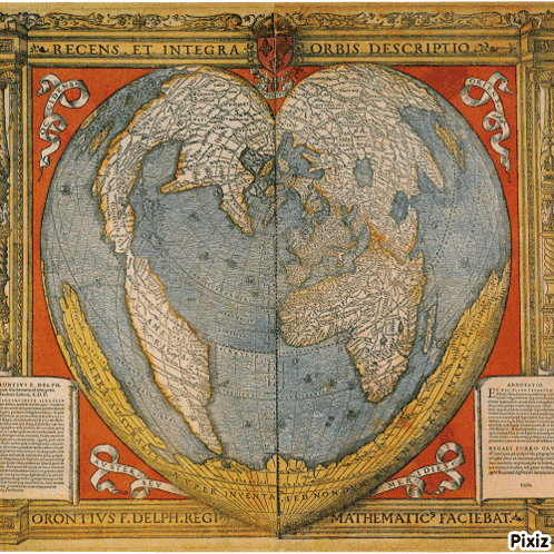 a very old map of the world with the words orbis descriptio on the bottom