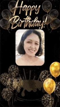 a birthday greeting card with a picture of a woman and the words happy birthday
