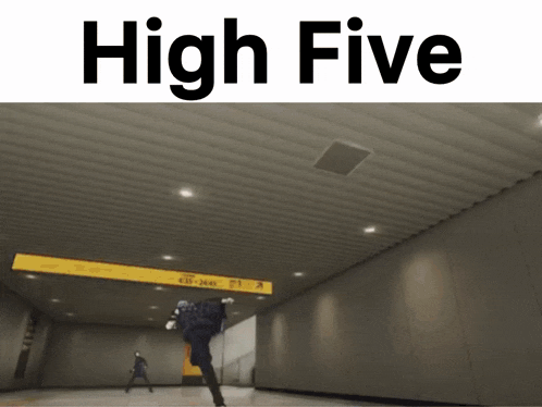 a screenshot of a video game with the words high five