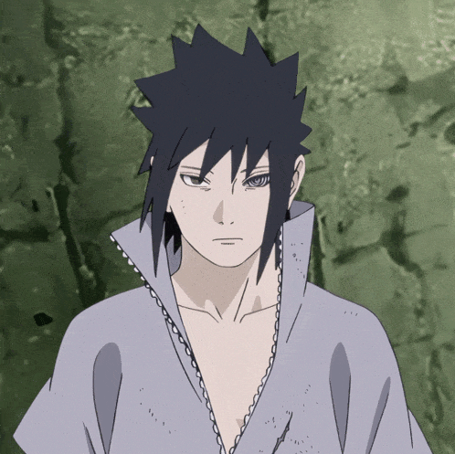 a drawing of a man with black hair and a white shirt