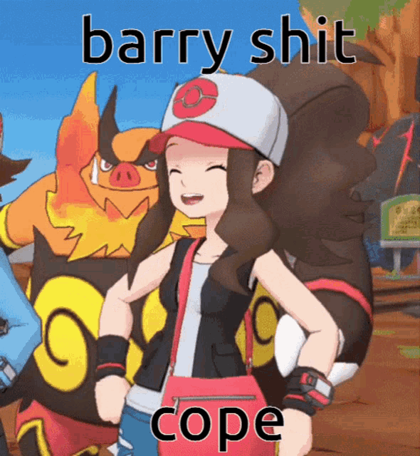 a cartoon character with the words barry shit cope