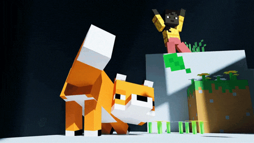 a cartoon character is standing next to a fox in a video game