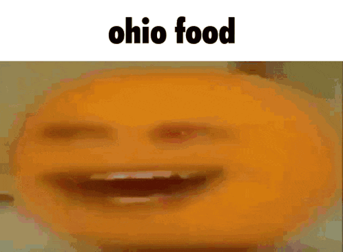 a close up of an orange with the words ohio food on it