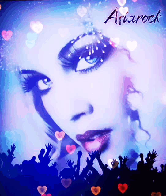 a poster with a woman 's face and the words asiarock