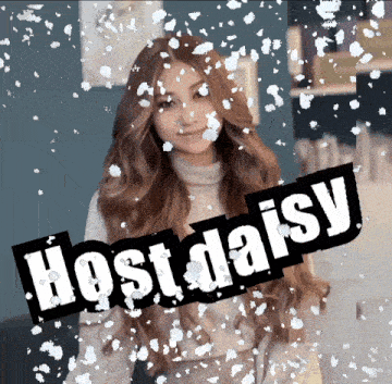 a woman is surrounded by snow and the words host daisy are visible
