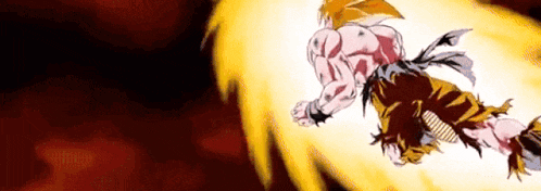 a cartoon character is flying through the air with a beam of light coming out of his chest .