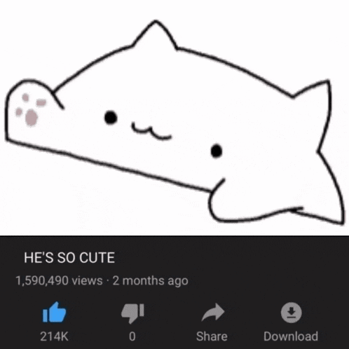 a drawing of a cat that says he 's so cute on it