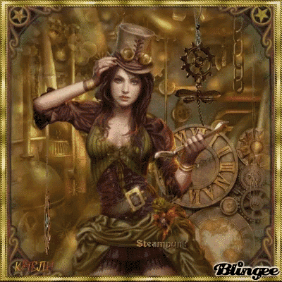 a picture of a woman in a steampunk outfit
