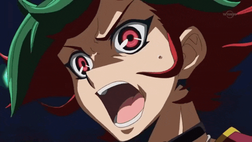 a close up of a cartoon character with green hair
