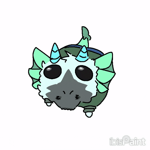 a drawing of a monster with a beard and horns is titled ibispaint