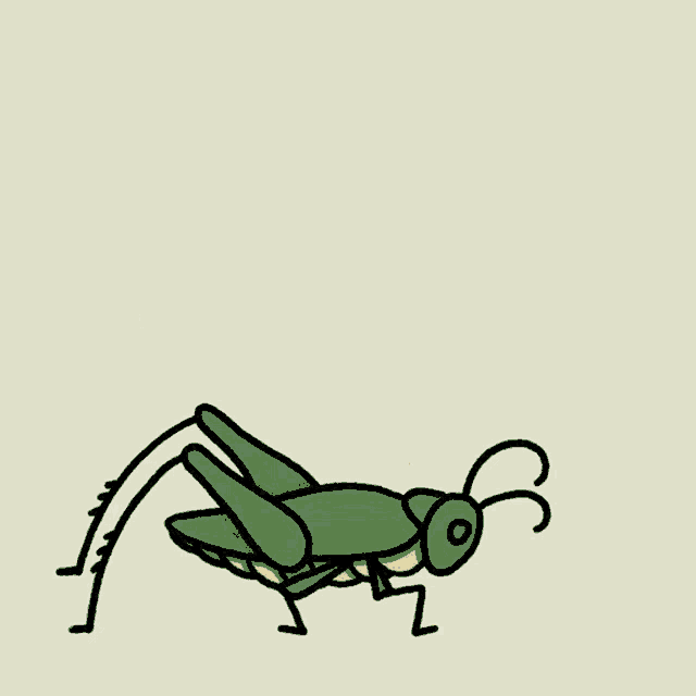 a drawing of a grasshopper with red eyes