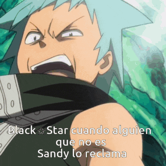 a cartoon character with the words black star cuando alguien que no es sandy lo reclama