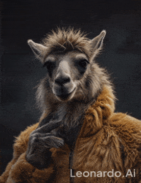 a picture of a llama with the name leonardo.ai written below it