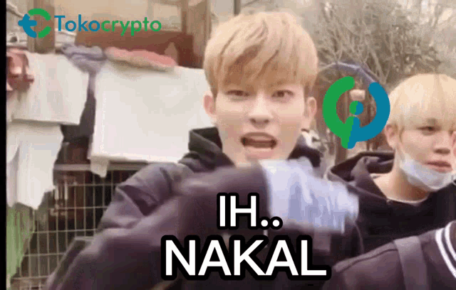 a man with a mask on his face says ih.. nakal