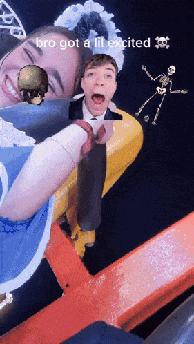 a collage of people on a roller coaster with the caption " bro got a lil excited "