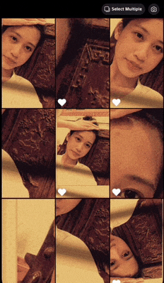 a collage of pictures of a girl with the select multiple button in the upper right corner
