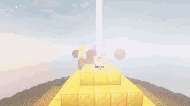 a screenshot of a minecraft game shows a person standing in front of a pyramid