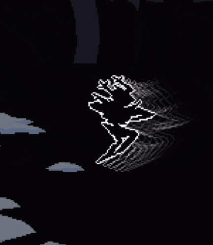 a black and white pixel art of a fist in the dark