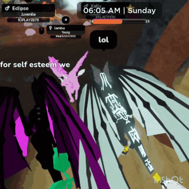 a screenshot of a video game that says eclipse juvenile and lol