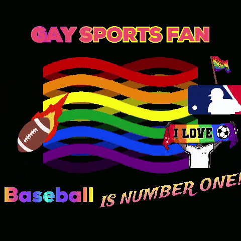 a poster that says ' gay sports fan baseball is number one ' on it