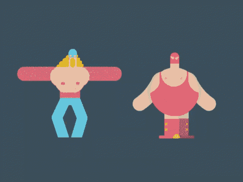 a cartoon of a man and a woman standing next to each other on a dark background