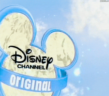 a disney channel original logo with a blue ribbon