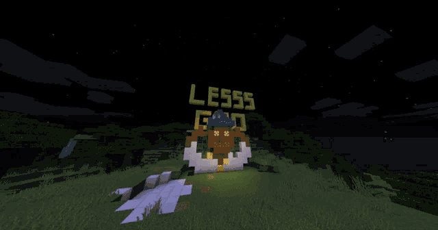 a minecraft world with the words lesss written on it