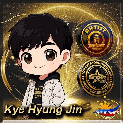 a picture of a boy with the name kye hyung jin below him