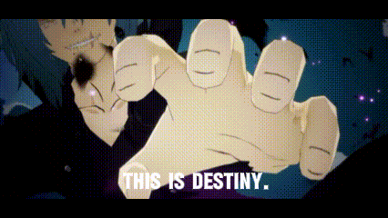 a hand pointing at someone with the words " this is destiny " written below it
