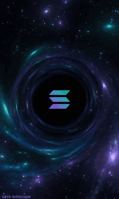 a black hole in the middle of a galaxy with the words geya shvecova below it