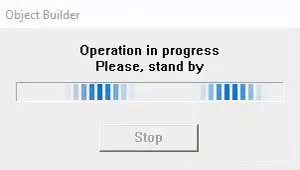 a screenshot of an object builder window with a progress bar .