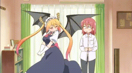 a couple of anime characters are standing next to each other in a room .