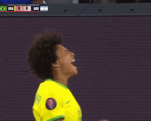 a soccer game is being played between brazil and argentina and the score is 1-0