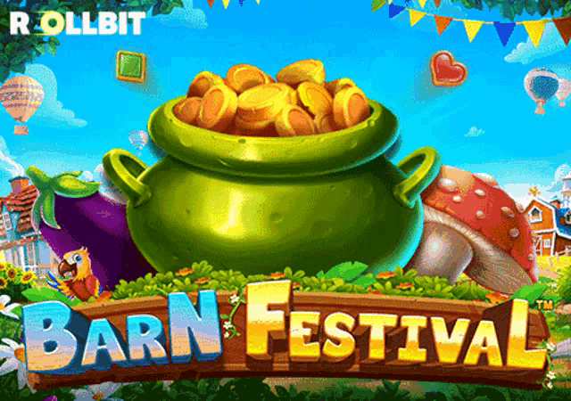 a poster for barn festival with a pot full of gold coins